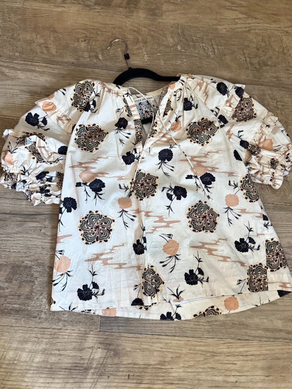 Ulla Johnson Floral V-Neck Blouse  Size Small